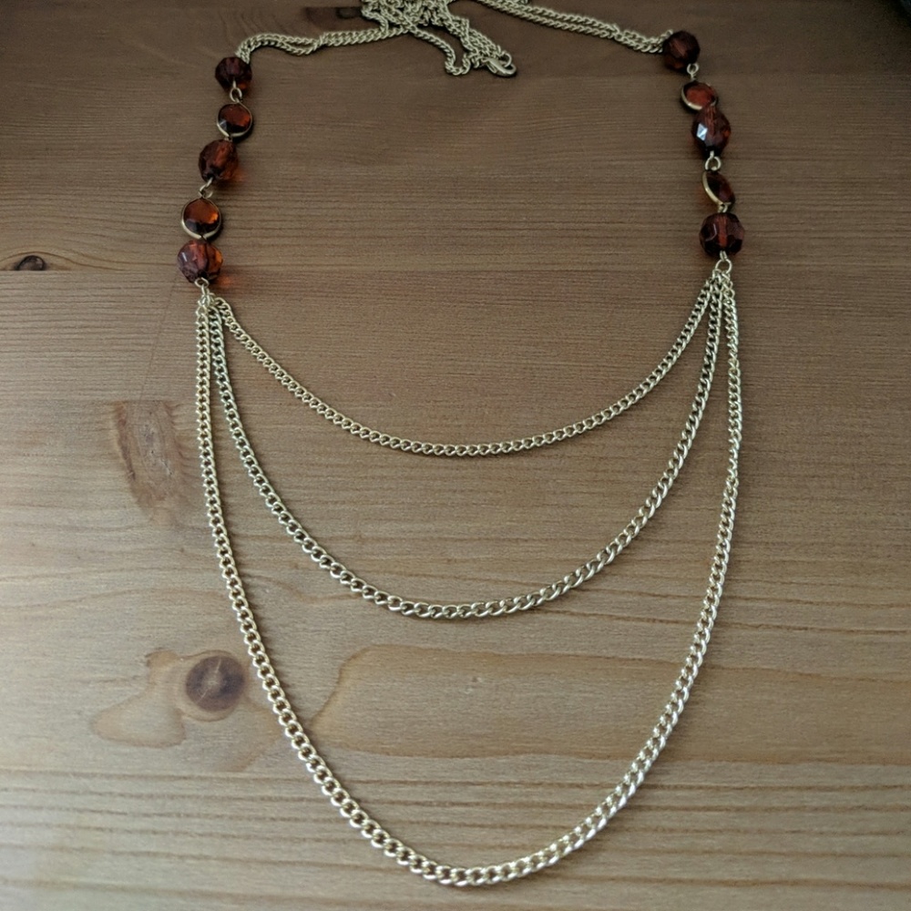 Amber & Gold Layered Chain